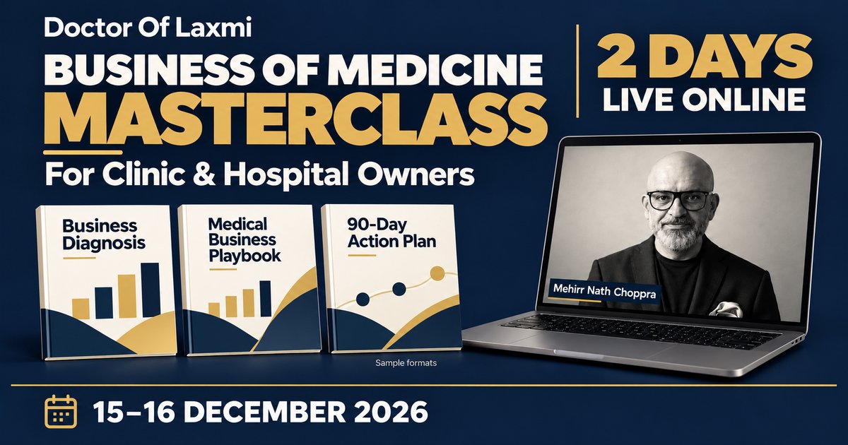 Business of Medicine MasterClass for Clinic and Hospital Owners, 15 and 16 December 2026, live online, with Mehirr Nath Choppra